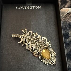 Covington Silver Brooch with Yellow Accent